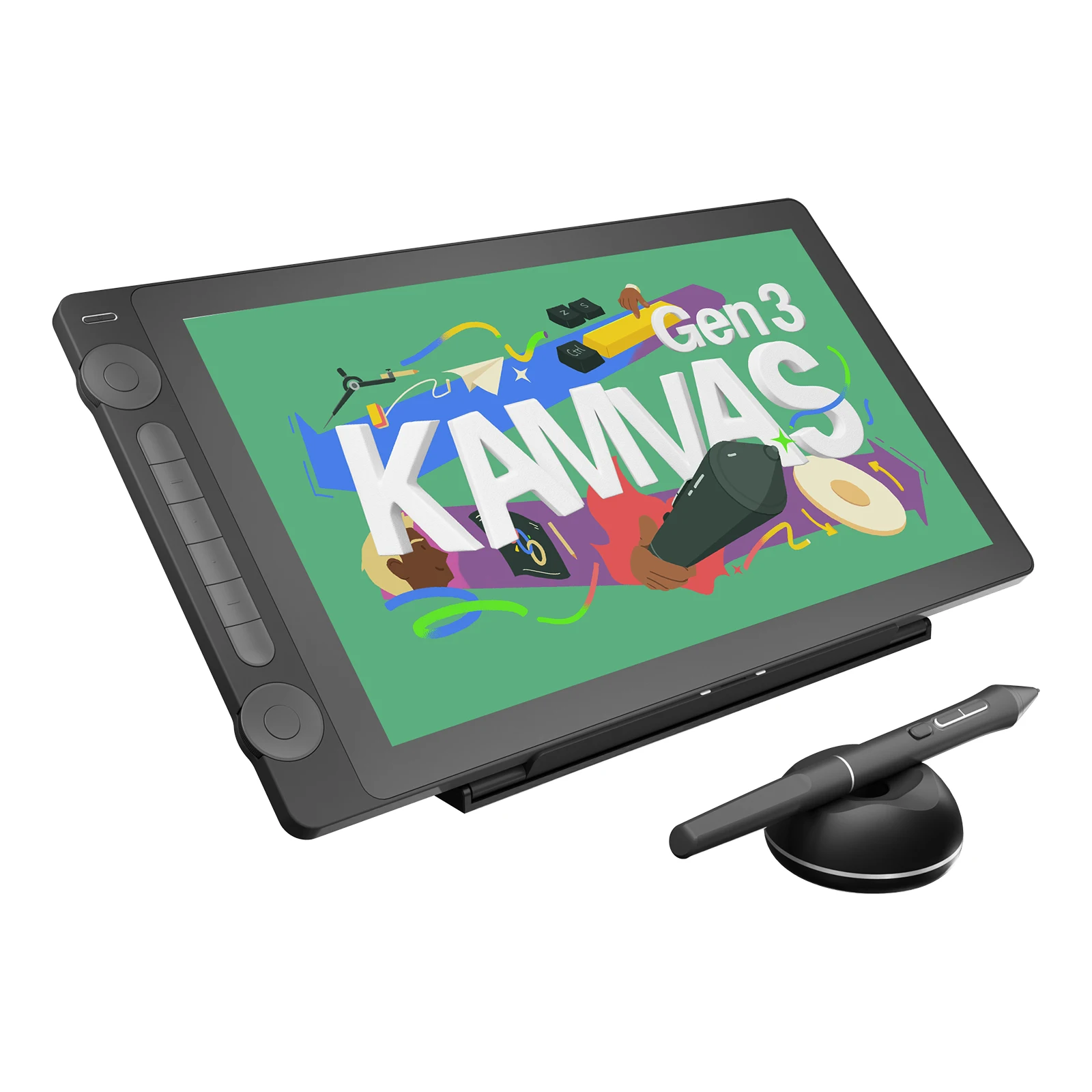 HUION Kamvas 16 (Gen 3) Drawing Tablet with Screen 15.8 Inch Canvas Glass Graphic Drawing Monitor 99%sRGB 16384 PenTech 4.0