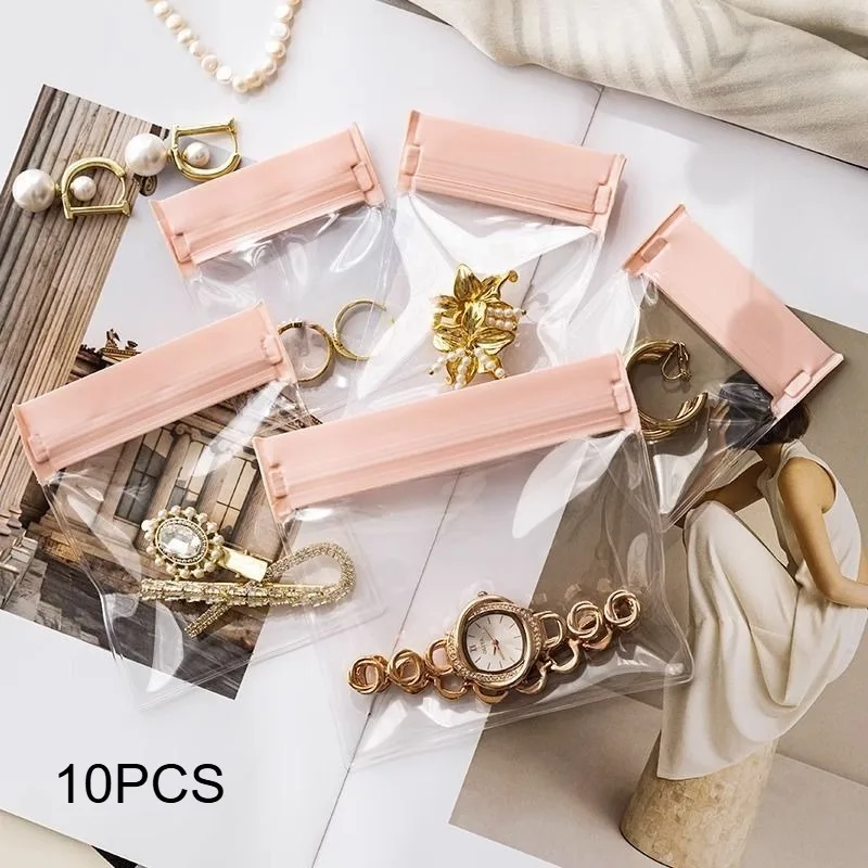 10pcs Jewelry Storage Bag Self Sealing Bag Thickened Jewelry Pink Earrings Bracelets Necklaces Sealed Bag