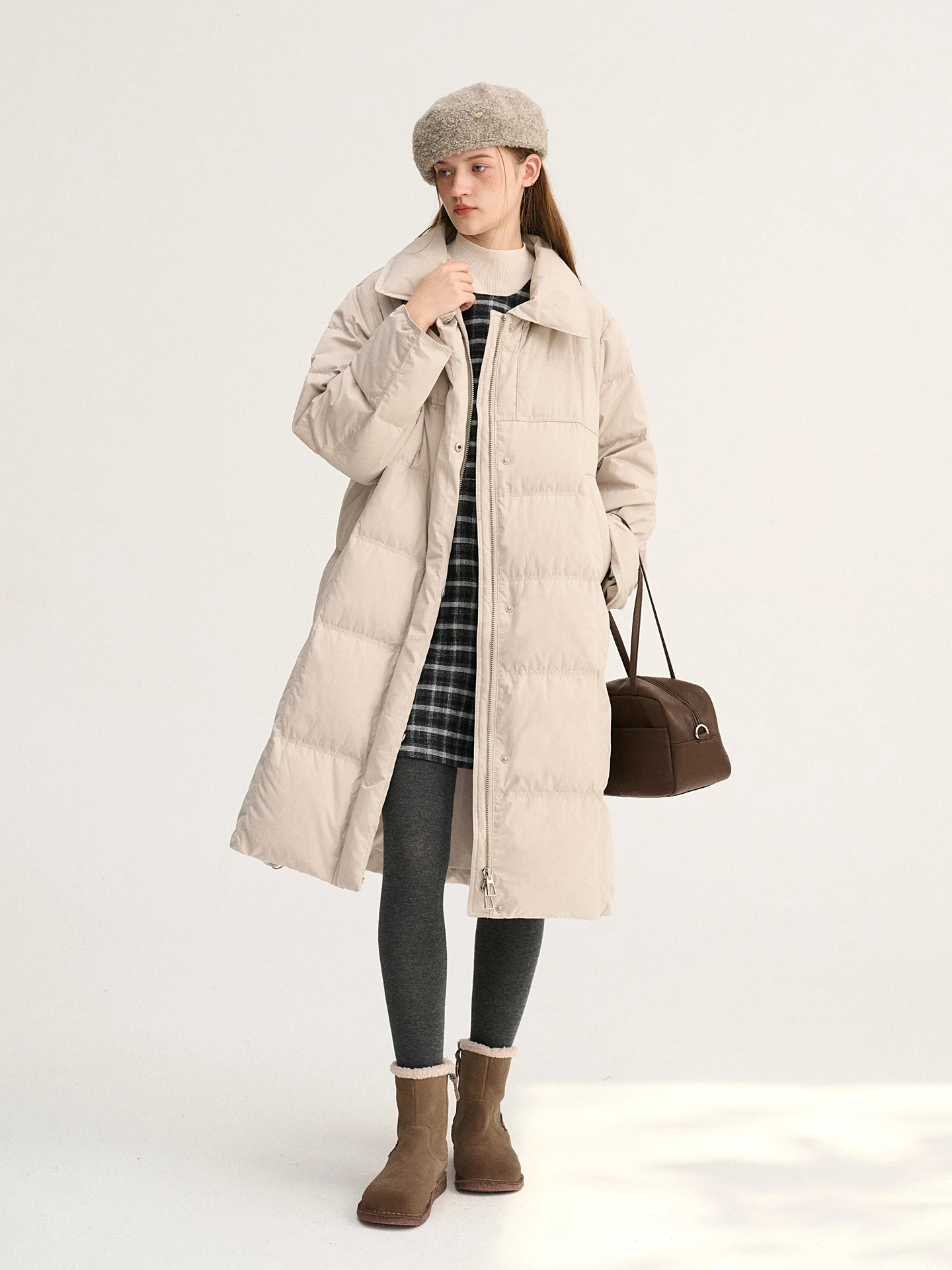 

Теплая удлиненная женская пуховая куртка до колен, белая, с наполнителем из пера, DIGBU Li Island, новинка 2025 года, зимнее пальто