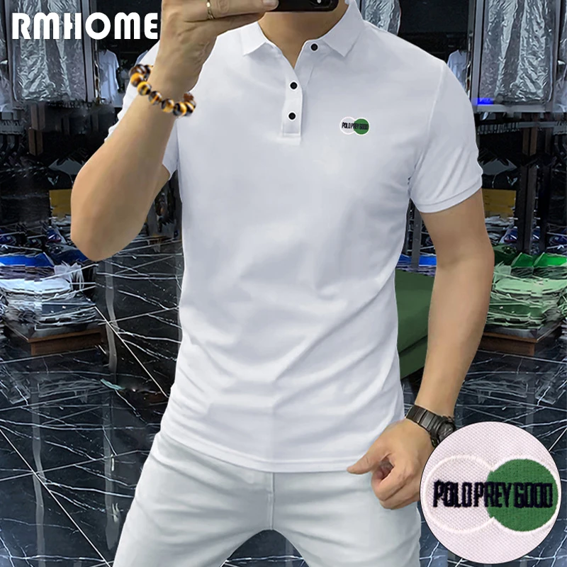 Men\'s Polo T-shirt Casual Versatile Slim Fit Khaki Lapel Polo 2023 New Summer Male Tees Comfortable Breathable Cotton Clothing