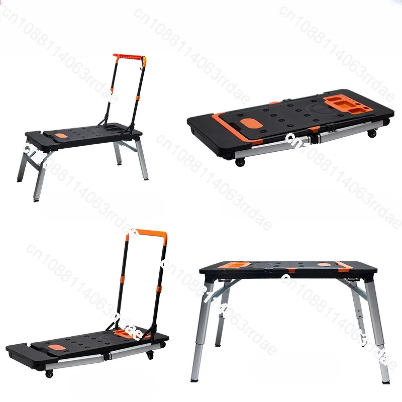 Multifunctional workbench horse bench Stainless steel diy workbench trolley scaffolding mobile platform ladder