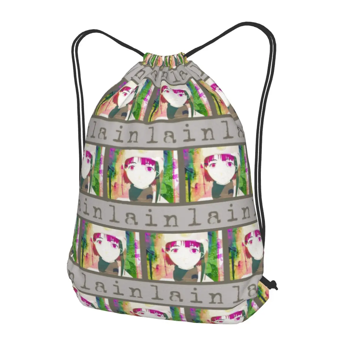 

Serial Experiments Lain Backpacks Multi-function Drawstring Bags Shoes Bag Book Bags for Man Woman School