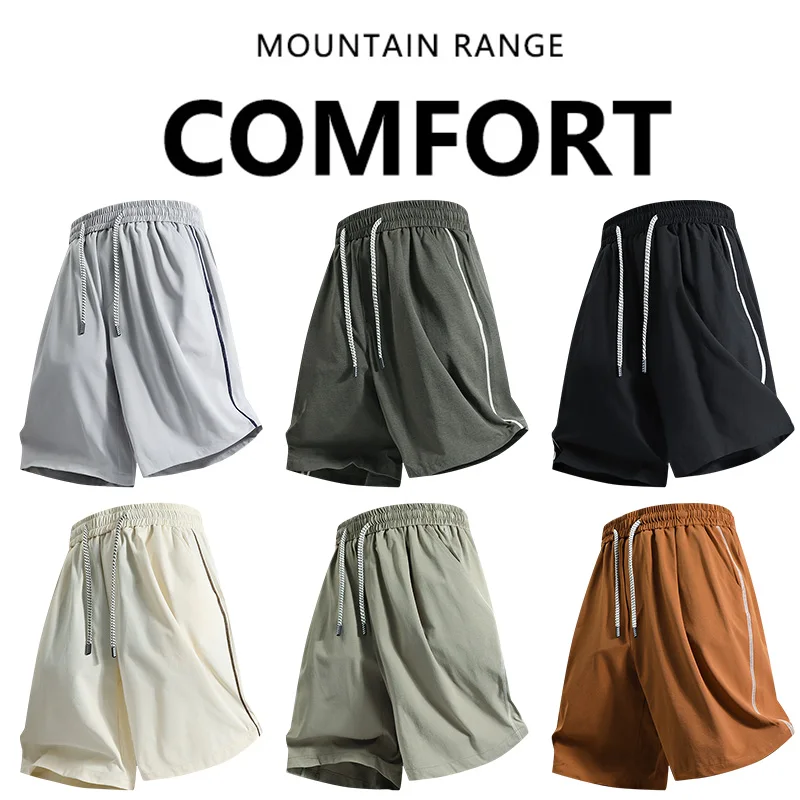 Summer Men's Shorts Cool Sportswear Running Sport Shorts Casual Bottoms Gym Fitness Training Jogging Short Pants Men Black Gray