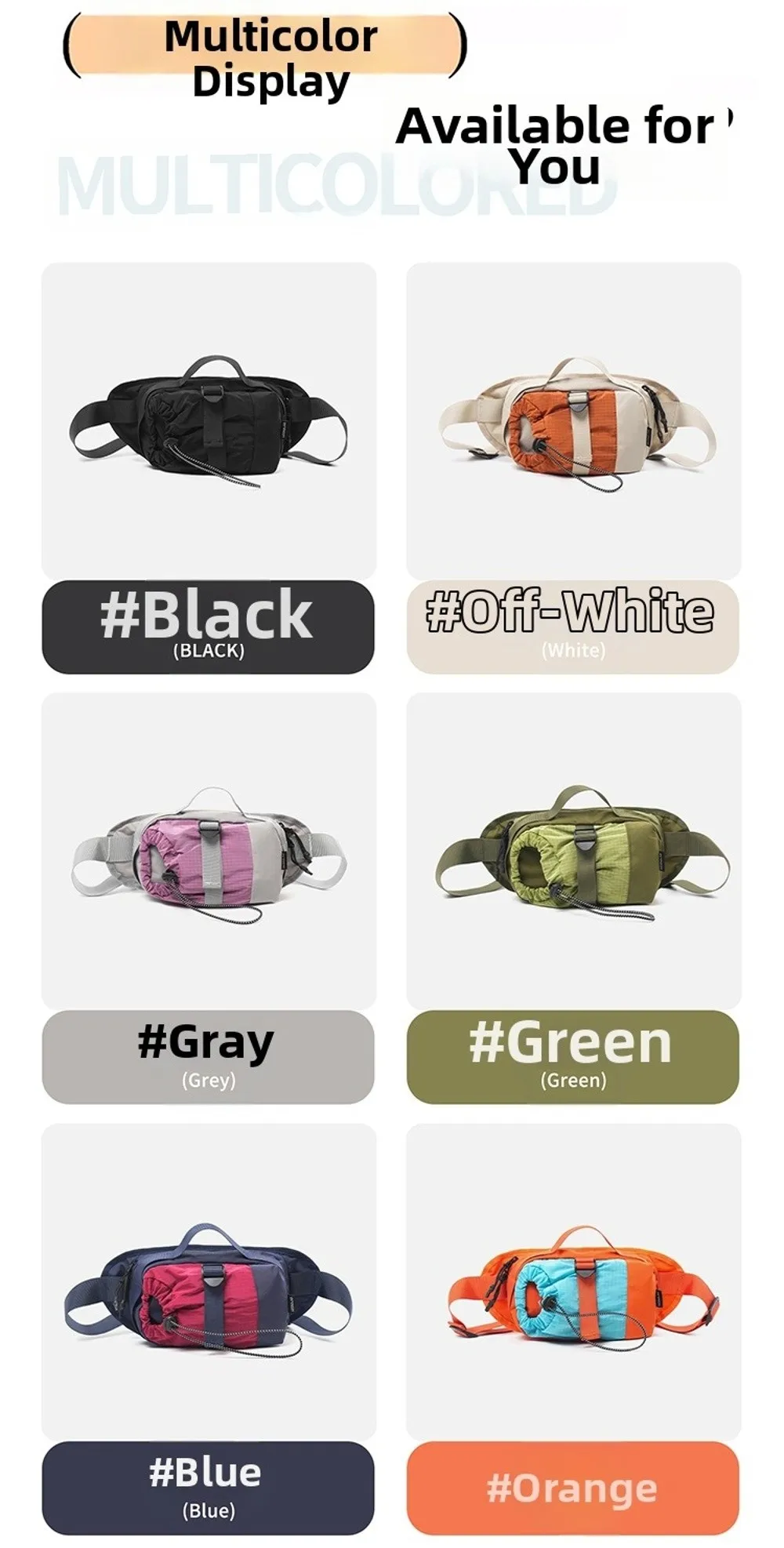 Koreanische Outdoor-Umhängetasche Minimalistisches Design Wasserdichte Unisex-Gürteltasche mit Wasserkocherfach 6 Farben Camping-Schultertasche – Detail 8