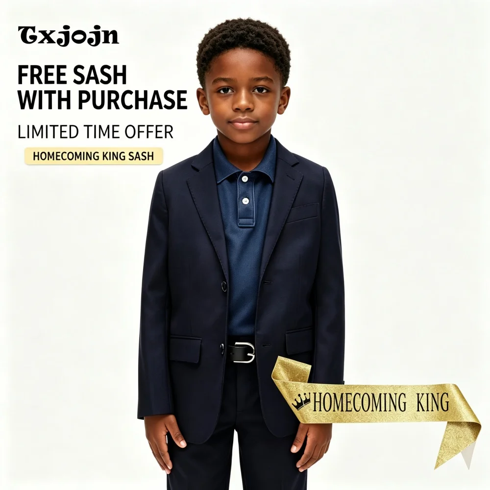 Formal Navy Boys Suit Classic Homecoming Tuxedos 2-piece Set Trend Notched Lapel Jacket Single Breasted Wedding Blazer Pants