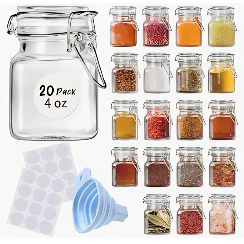 Thickened Clear Glass Storage Canister, Acacia Wooden Seal Lid Household Kitchen Jar for Spices Cereal Dry Fruit