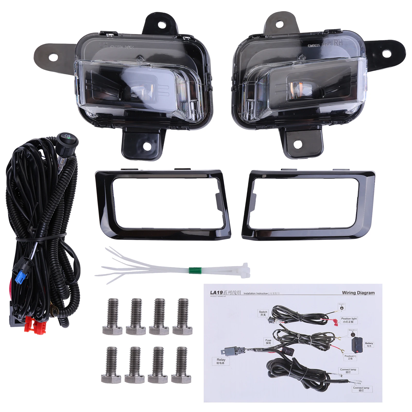 

LED Fog Light Set W/ Switch Wire Bezel Compatible for GMCSierra 1500 2022-2024