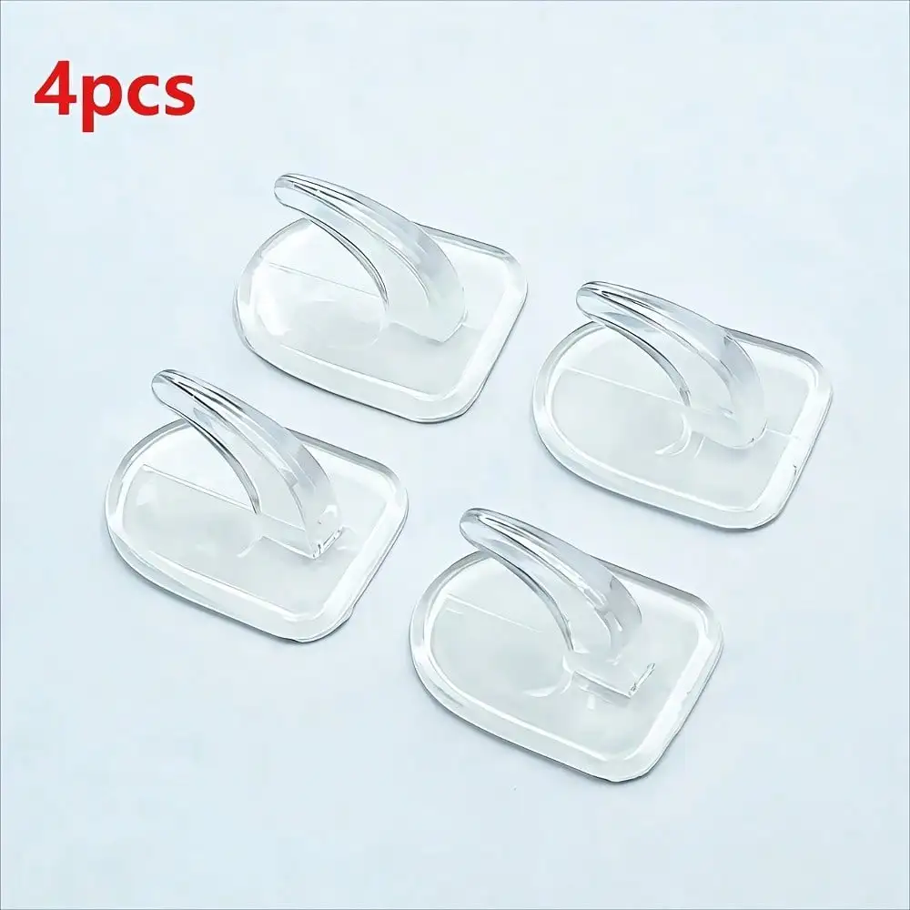 

4 Transparent Strong Sticky Hooks Without Drilling Holes, Antler Design, Anti-rust Plastic Material, Suitable