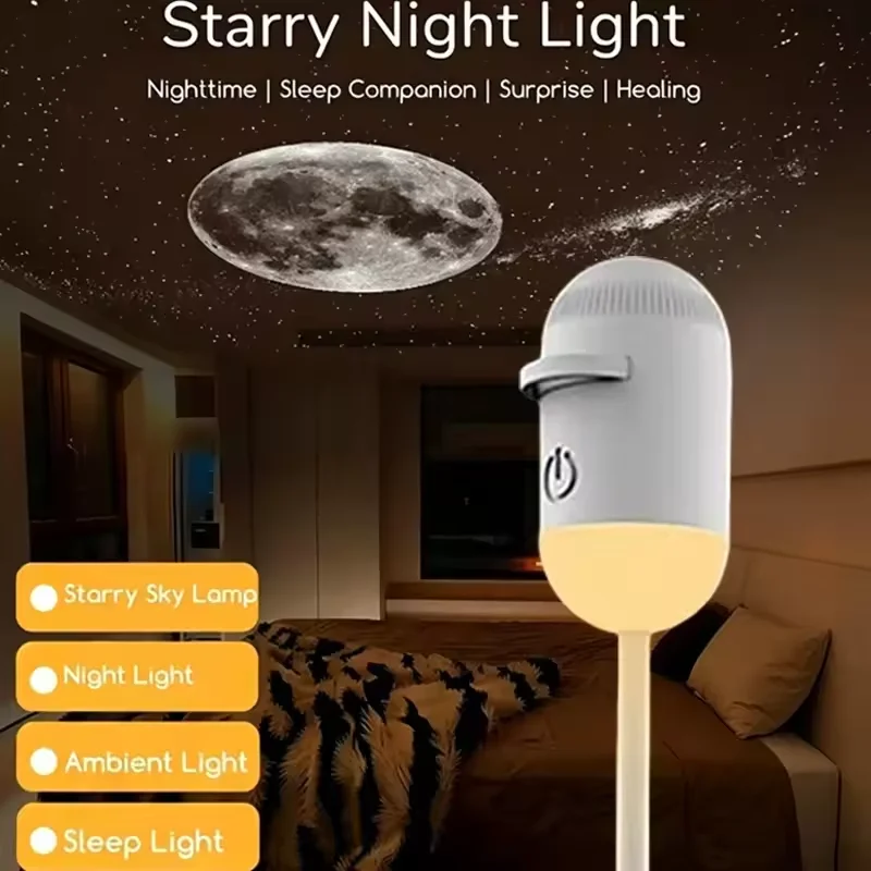 LED Galaxy Projector Night Light 360 Rotatable Starry Sky Ambient Lamp 2in1 Mini Galaxy Ceiling Projector Lamp for Bedroom Decor
