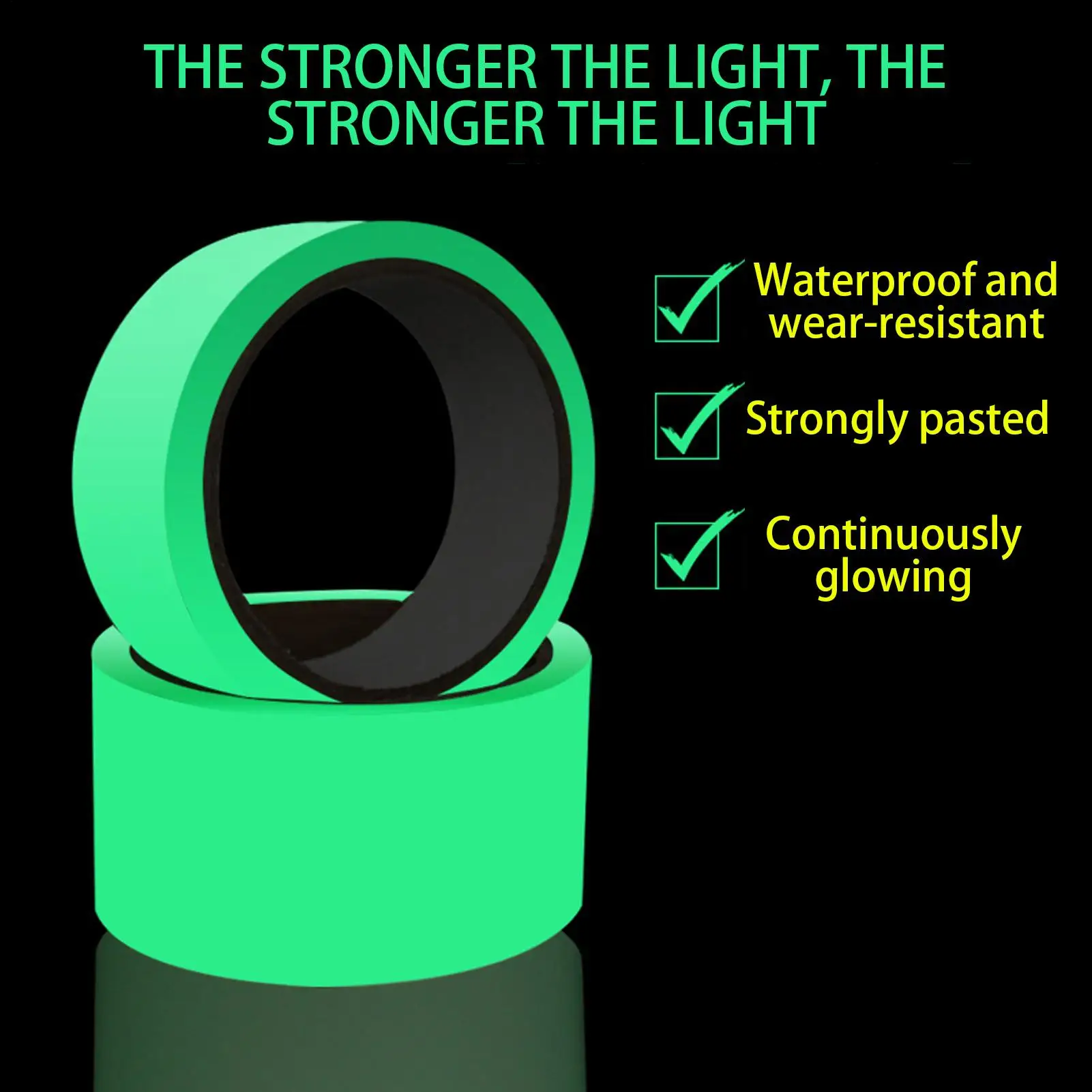 Nastro luminoso Adesivi per cartelli di uscita Fluorescente che si illumina al buio Passaggi per pavimenti di sicurezza Scale Nastro adesivo per palcoscenici a parete per scarsa illuminazione