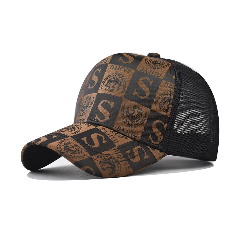 

New Patchwork Letter Baseball For Men And Women Trucker Hat Fashionable Plaid Hat
