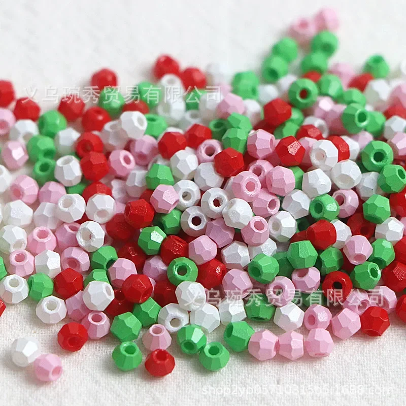 4mm Fire Grinding Bead Oil Painting Solid Color Cut Surface Scattered Bead Handmade DIY Bracelet Necklace Accessories 10g