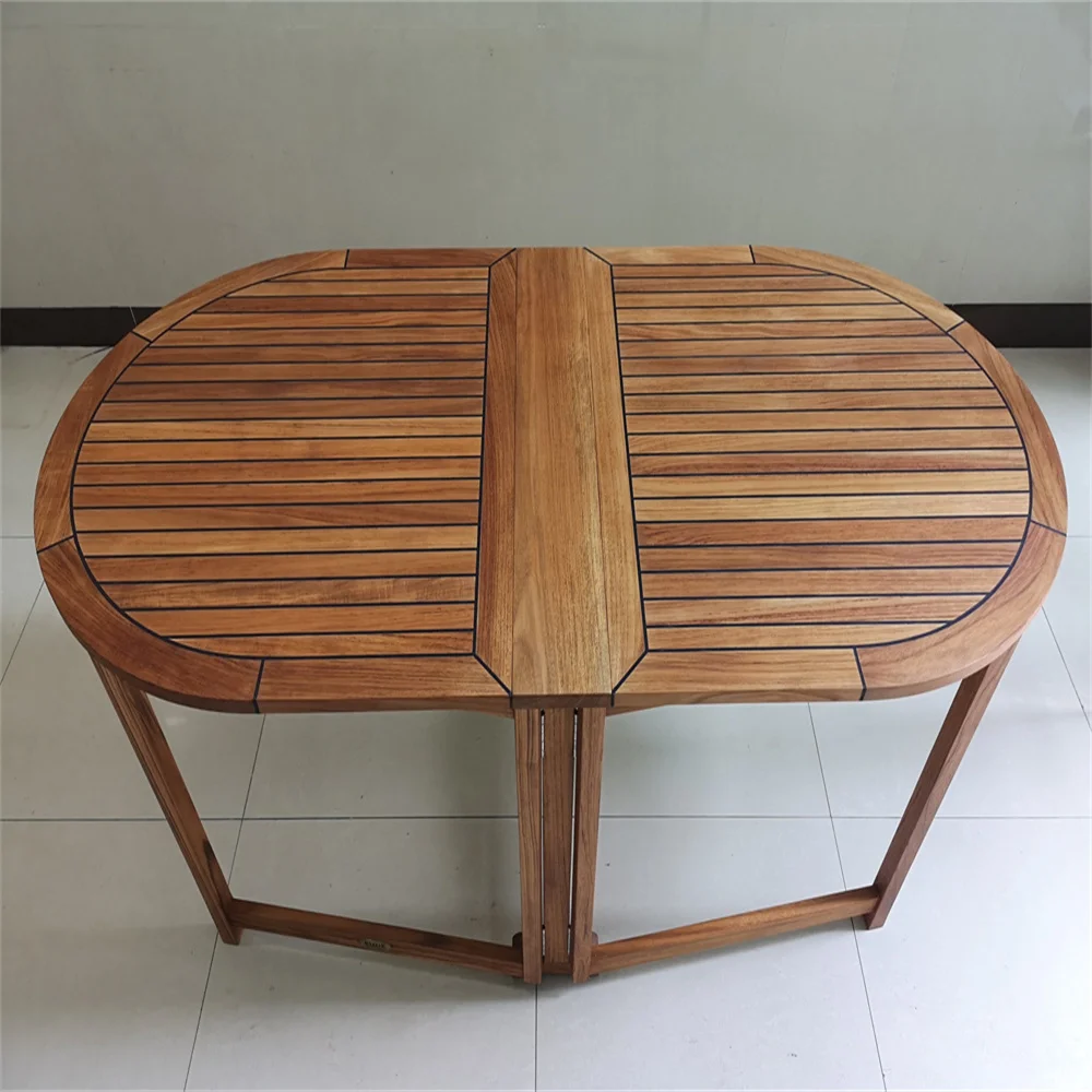 Teak Folding Table Oval Butterfly Retro Design 1400/600x750x720mm Marine Boat RV