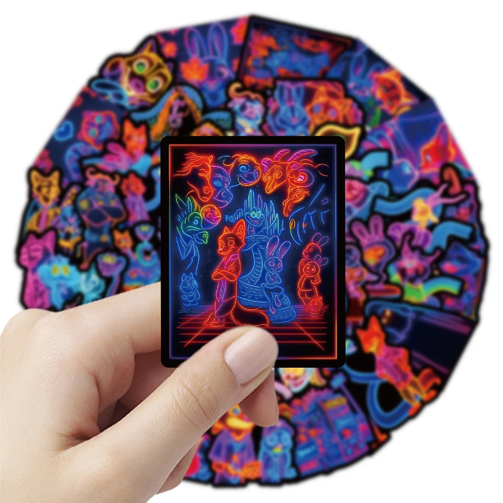 

10/30/55pcs Cute Neon Light Style Zootopia 2 Stickers Anime Aesthetic Cartoon Decals Toys DIY Scrapbook Motorcycle Funny Sticker