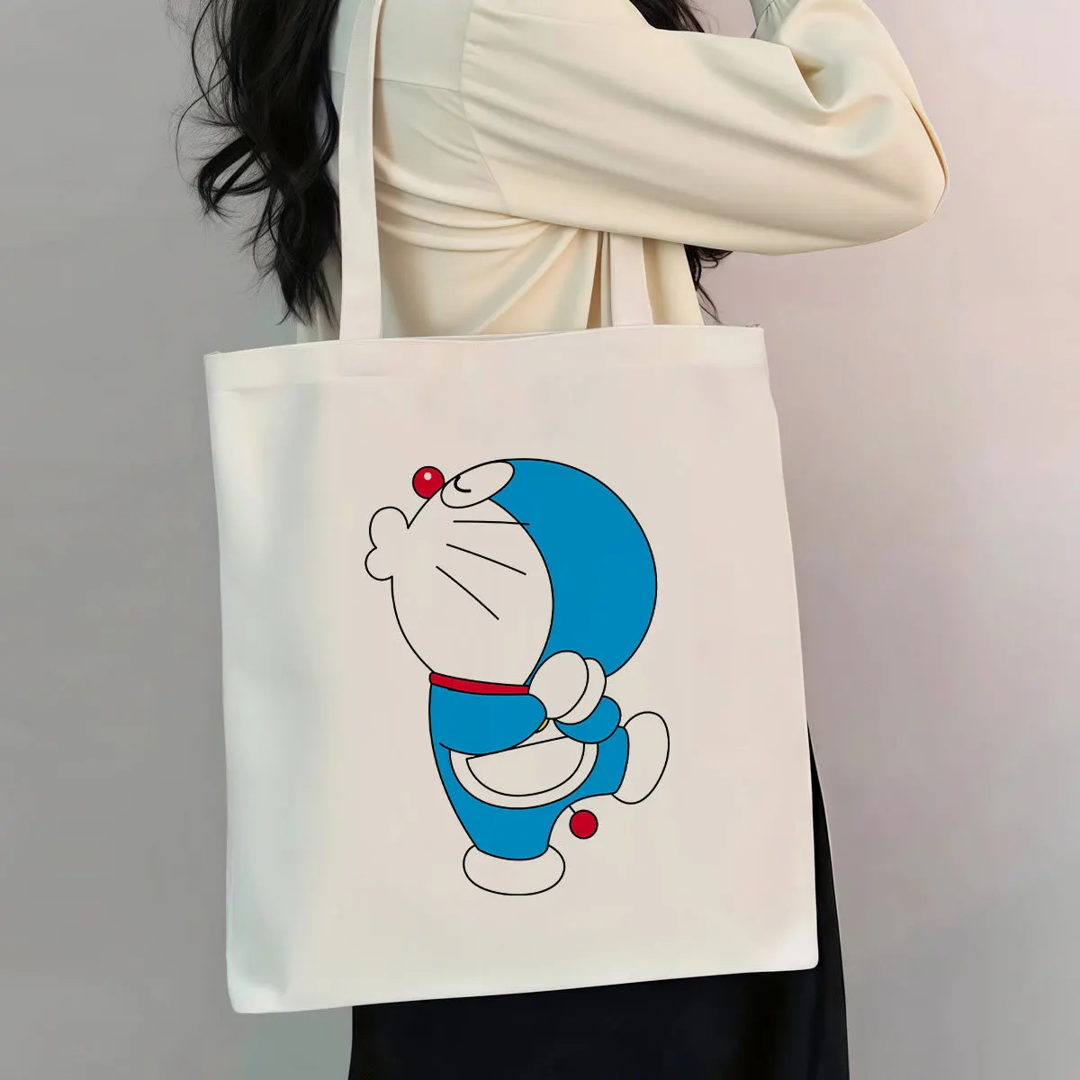 موضة الكرتون عبقور أنيمي مطبوعة المرأة قماش حقيبة كتف قابلة لإعادة الاستخدام حقيبة يد قابلة للطي حقيبة تسوق صديقة للبيئة حقيبة محمولة هدية