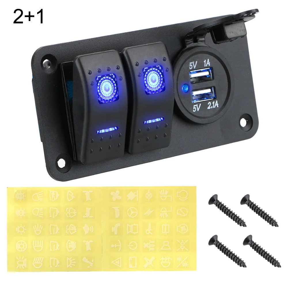 デュアルUSBポート付きデジタル電圧計,スイッチパネル,ボート,車,回路制御用の組み合わせ,12-24v