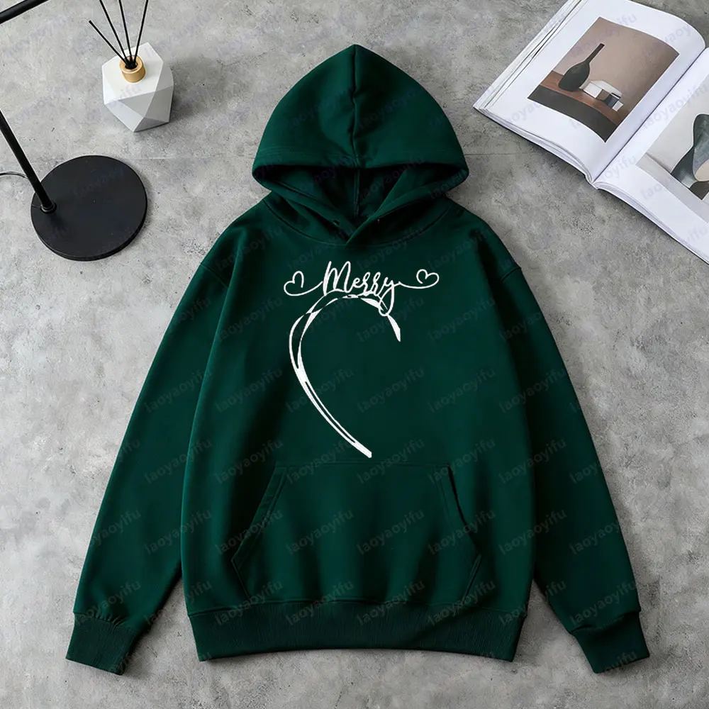 Merry Christmas Matching Couple Hoodies Contracted Design Xmas Gift Clothing Men Women Festival Casual Simple Sweatshirts