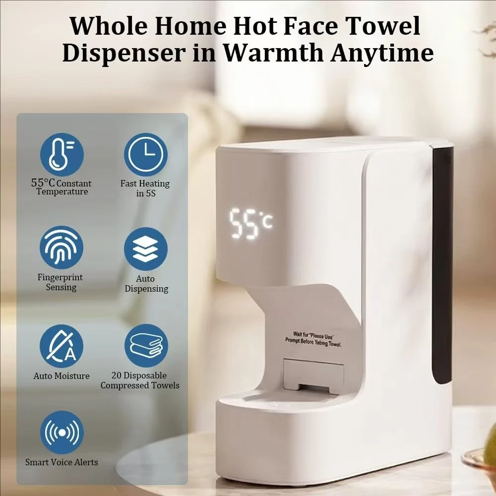 Fast Heating Towel Dispenser 55℃ Constant Temperature Wet Wipe Warmer Disposable Premium Nonwoven wipe Bathroom Toilet 110-220V