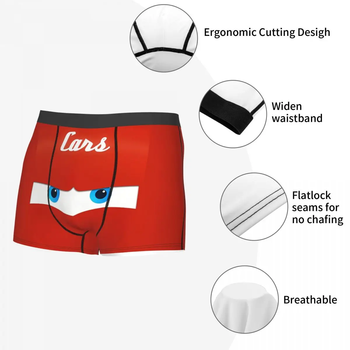 Custom Cars Lightning McQueen Men's Boxers Ultra Soft Underwear Life Is A Highway Printing Funny Underpants