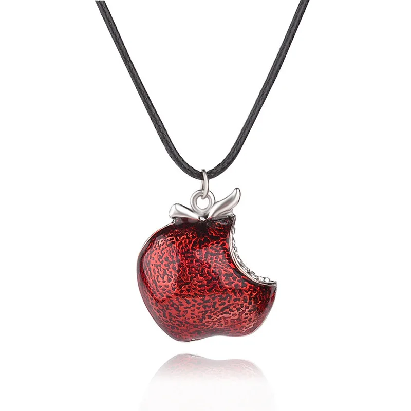 One Bite Red Poison Apple Pendants Necklace Once Upon a Time Necklace Regina Mills Necklace Collar Women Accessories Gifts 1Pcs