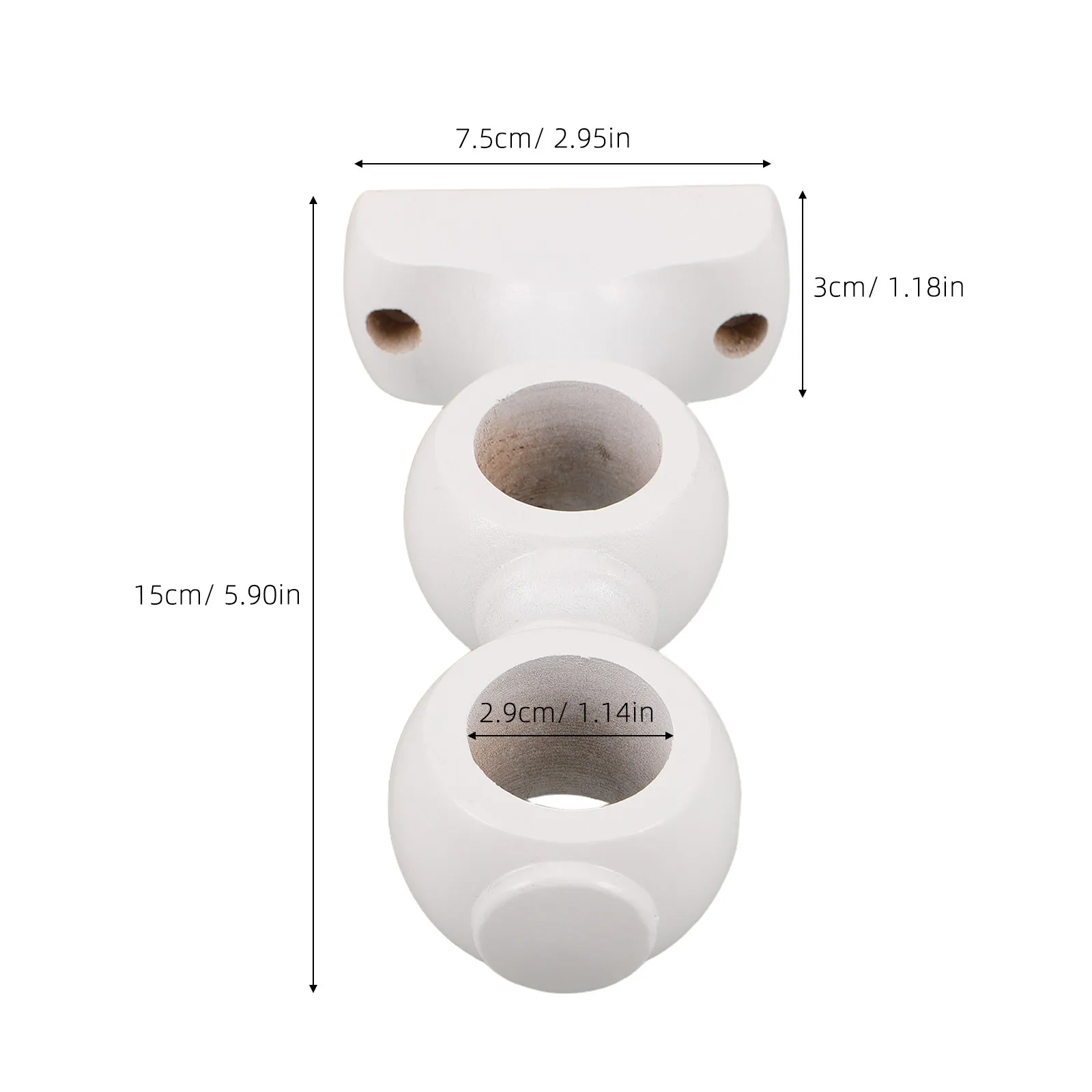 2Pcs Wood Curtain Rod Double Bracket Strong Support Decorative Window Curtain Mounting Holders for Drapery Rods Wall Brackets