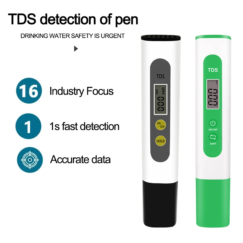 TDS Meter Digital Water Quality Test Automatic Calibration 0~9990ppm Swimming Pool Drinking Water Quality Purity Test PH Meters