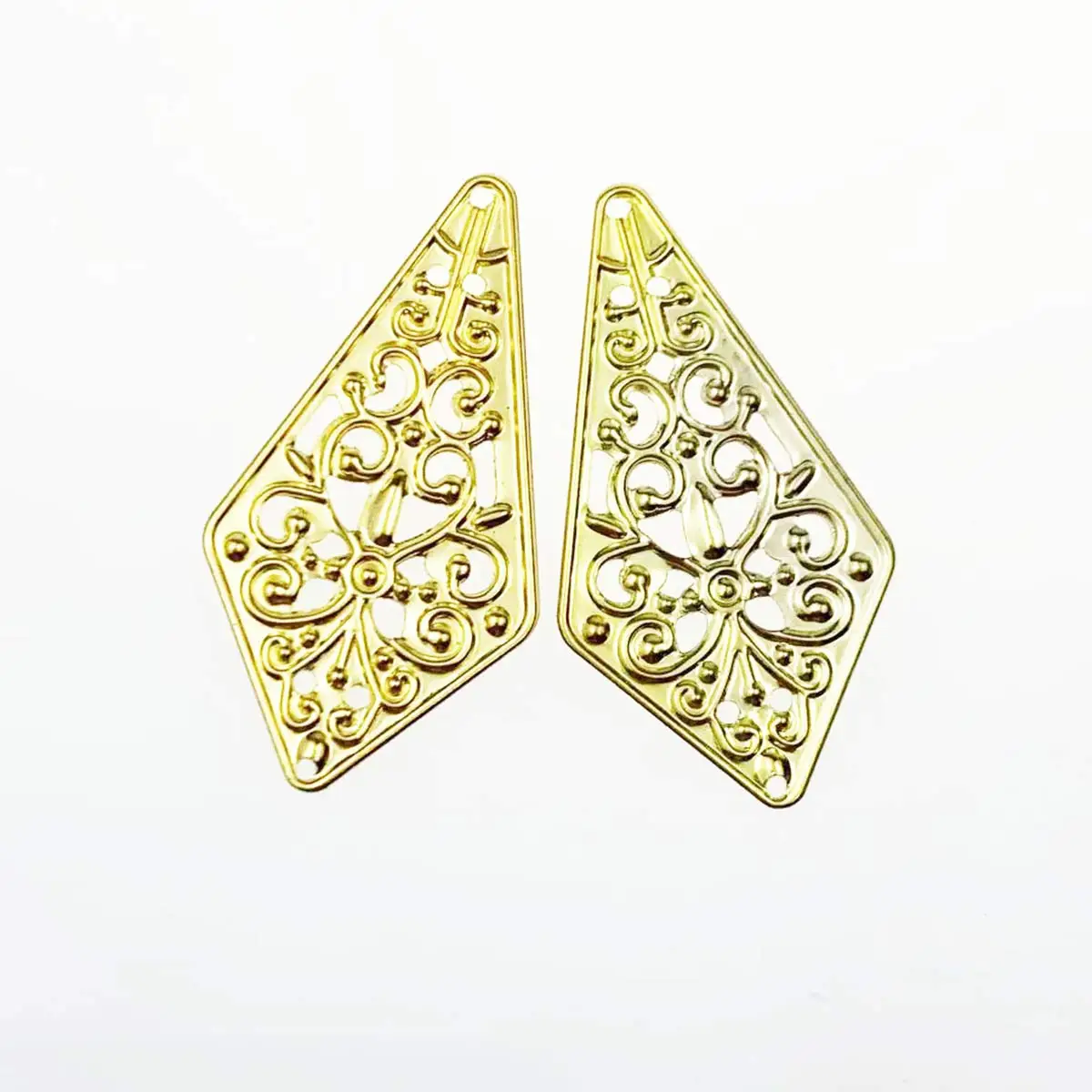 200PCS Hollow Charm Connector Rhombus Filigree Wraps 23x45mm Waterdrop Embellishments DIY Headwear Handicrafts Accessories