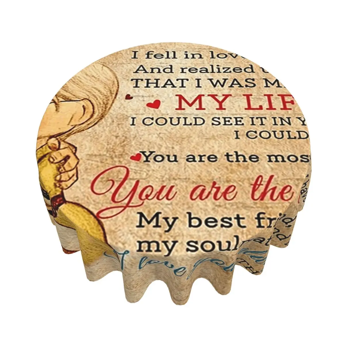 Carl And Ellie To My Wife I Love You Always Waterproof Round Tablecloth Oilproof Table Cloth for Kitchen Dining Table Cover