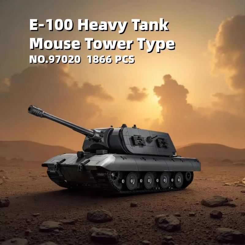 

Конструктор «Тяжелый танк E-100» (1866 деталей), модель №97020, развивающая игрушка, реплика военной техники для взрослых