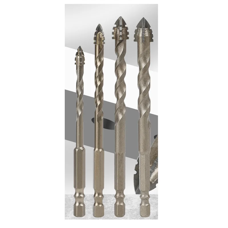 ABKY-Concrete Drill Bit Set 10PCS Four-Edged Eccentric Drill Bit For Glass, Metal, Brick, Tile, Concrete, Plastic And Wood