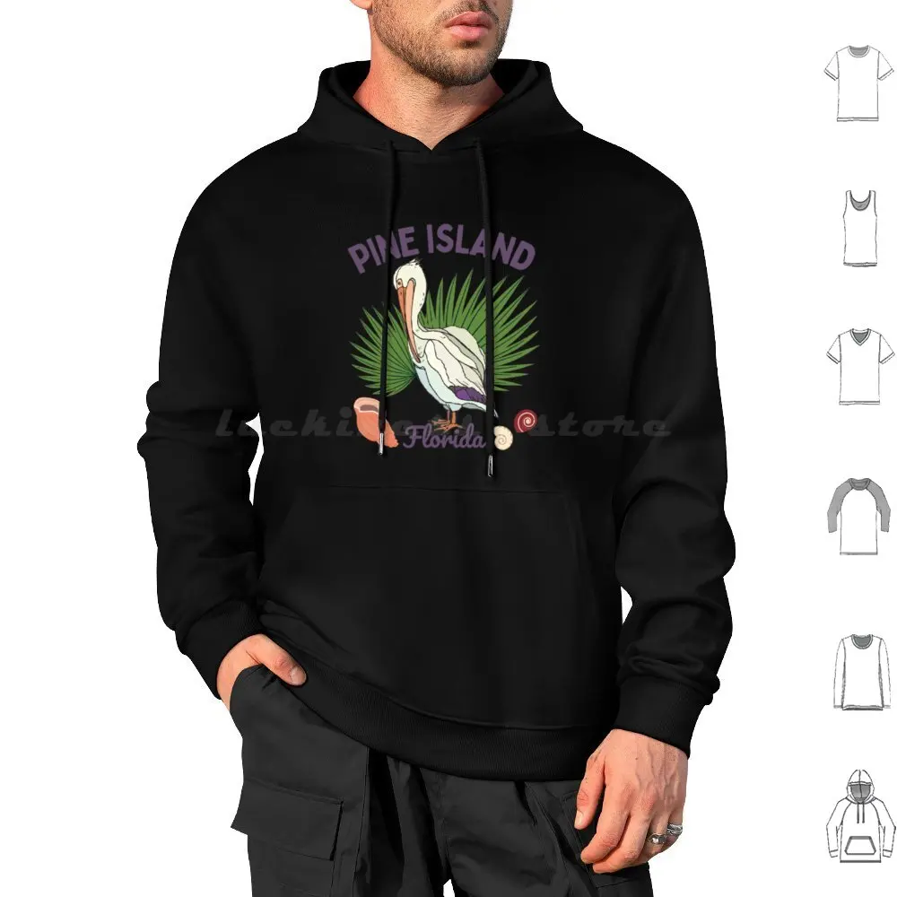 Pine Island , Florida , Purple Text-Vacation / Beach Hoodies Long Sleeve Pine Island Florida Pine Island Florida Pine