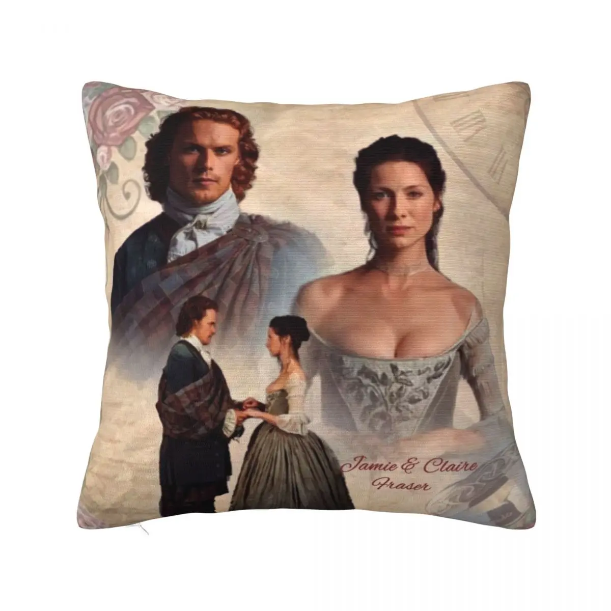 

Jamie and Claire Fraser/Outlander Wedding Throw Pillow bed pillows luxury home accessories