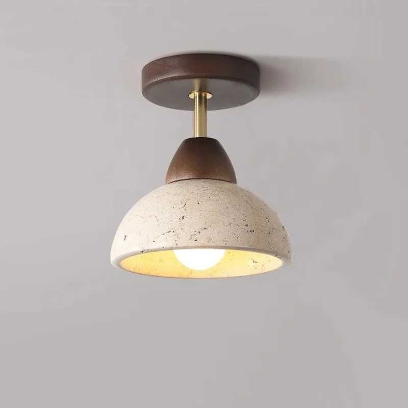 

Nordic Modern Ceiling Lamp Yellow Marble LED Downlight Corridor Balcony Light Bedroom Living Room Home Decor Wood Round Lights