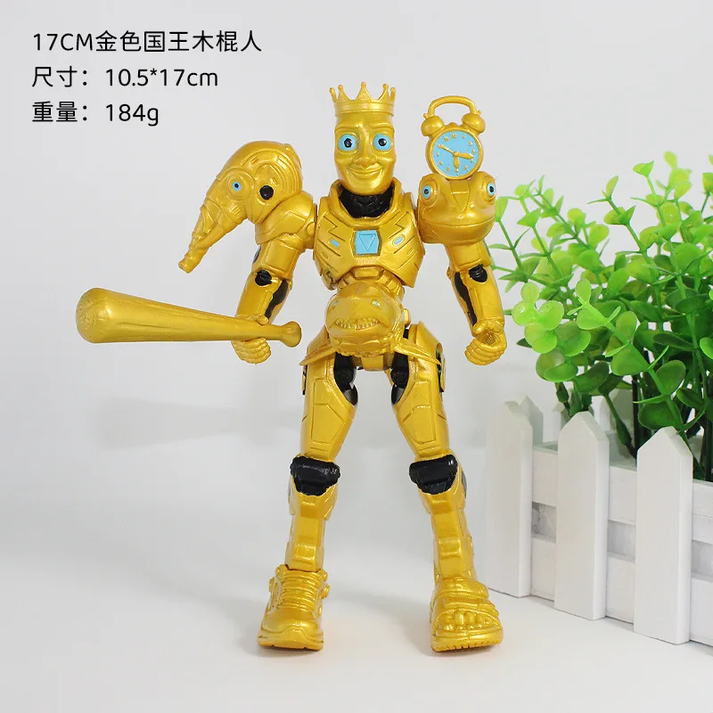 Golden silvery Clock Man Tung Sahur Figure 3D Toys Desktop Decor Articulated Tralalero Tralala Figure Ornament Funny Doll