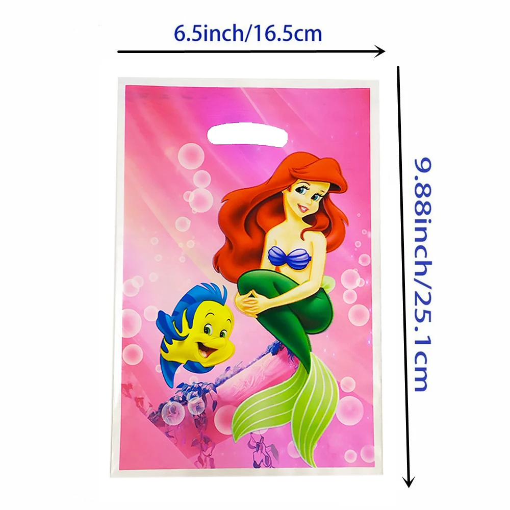 10pcs Mermaid Birthday Party Decoration Kids Shower Girls Tableware Supplies Gift Bags Cartoon Ariel Candy Box Party Decoration