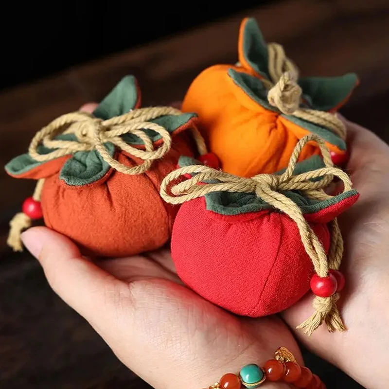 Incense Bag With Persimmon Pendant, Can Be Hung On Rearview Mirror Or Car,Blessing Purse,Empty Bag Material Kit For Good Fortune view 3