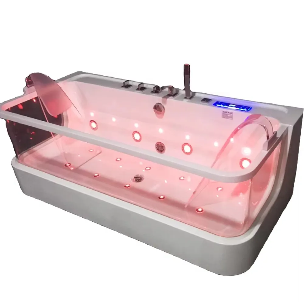 Custom Portable Tempered Glass Bathtub Spa Whirlpool Massage Tub for All Sizes Perfect for Fat People with Relaxing Hydro-Massag
