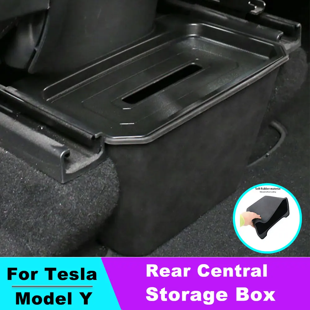 

Rear Central Control Storage Box For Tesla Model Y TPE Style Car Console Organzier Tray Case For Tesla Model Y Accessories