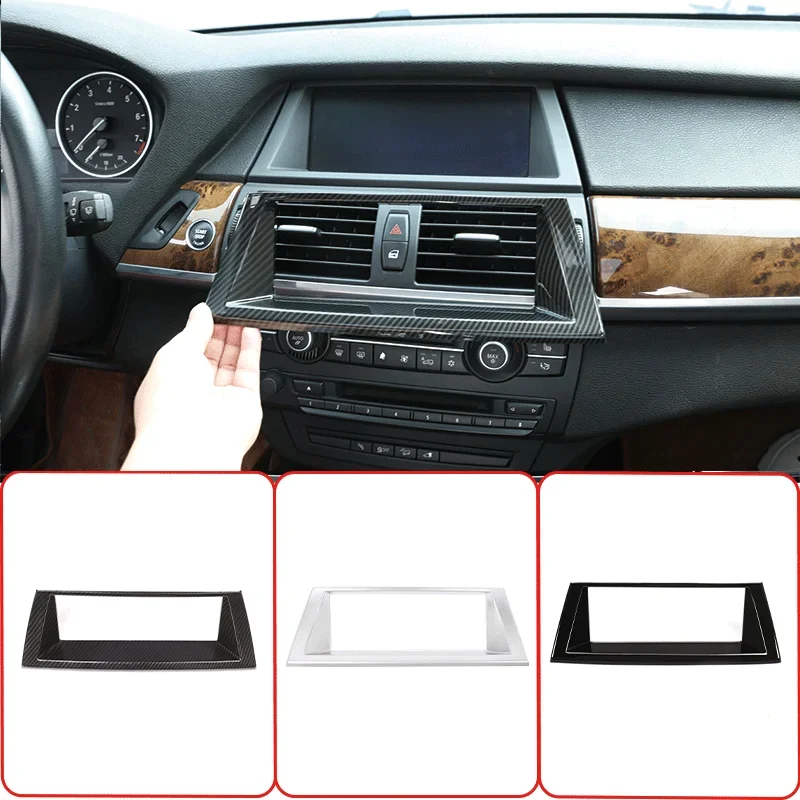 

For 2008-2013 BMW X5 E70 X6 E71 ABS carbon fiber car styling center control navigation decorative frame sticker auto parts