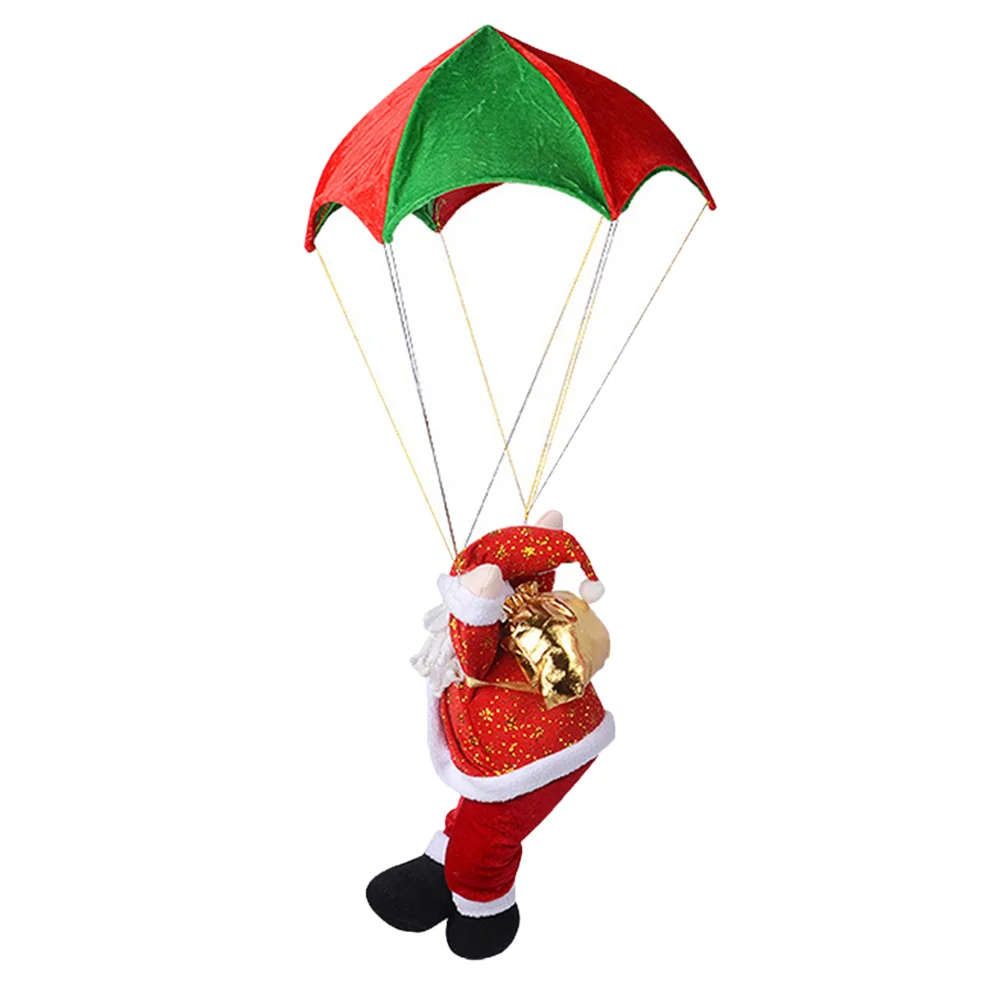 Skydiving Santa Christmas Parachute Toys Plush Figure Decoration Festival Hanging Adornment Lovely Music Courtyard