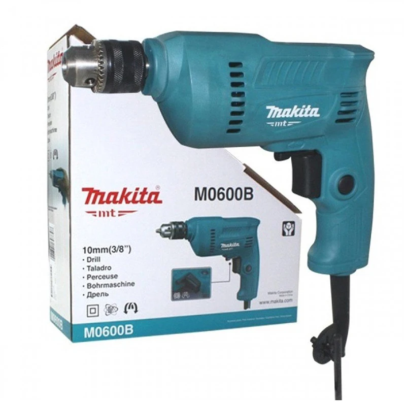 Imagem -06 - Makita M0600b 10 mm Broca de Mão 350w 3000rpm Multifuncional Auto-travamento Mandril Stepless Velocidade Variável Handheld Casa Ferramentas Elétricas