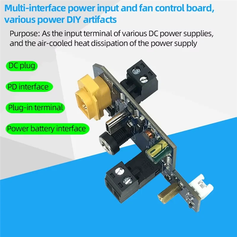A41Z-Multi Interface Power Input And Fan Control Board Various Power Supply DIY Module Three Gear Adjustment 6-70Vdc