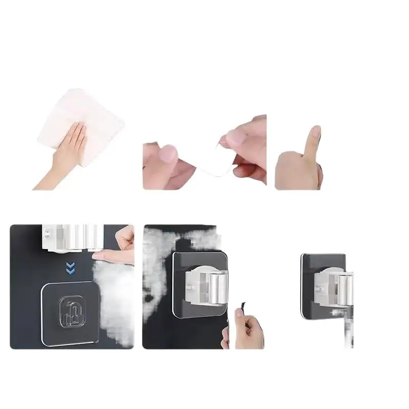 Wall Mounted Mop Holder No Drilling Self Adhesive High Load Bearing  Organizer for Kitchen Bathroom