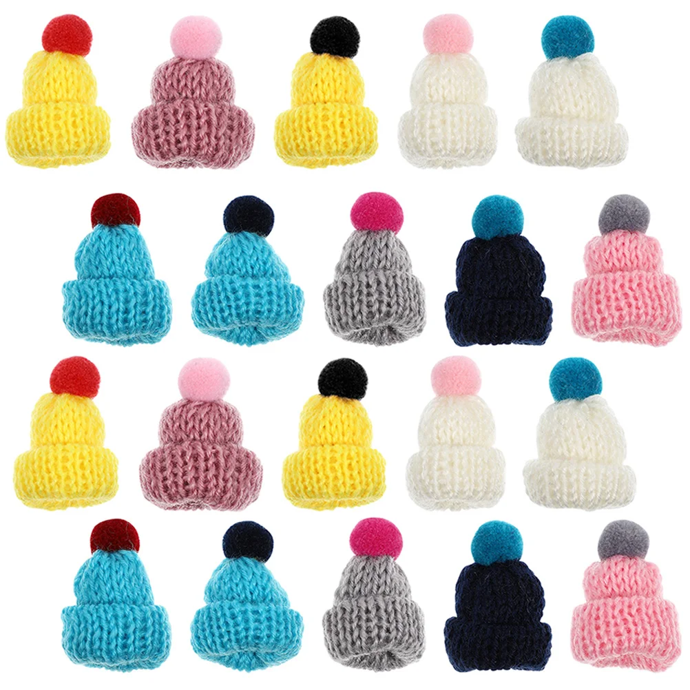 20 Pcs Mini Ornaments Toys Hat Multi-function Miniature Hats Kawaii Replaceable Craft Christmas Tiny Woolen Yarn