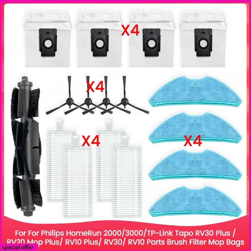 

A65Z для Homerun 2000/3000, TP-Link Tapo RV30 Plus/RV20 Mop Plus/ RV10 Plus/ RV30/ RV10, детали, щетка, фильтр, мешки для швабры