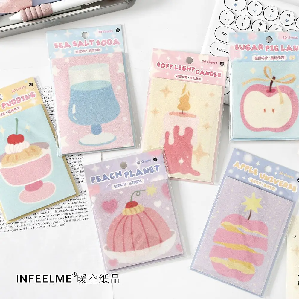 Cute 30 Sheets Kawaii Candle Sweetmeats Sticky Notes Mini Notes Markers Flags Self-Stick Memo Pads for School Home Office