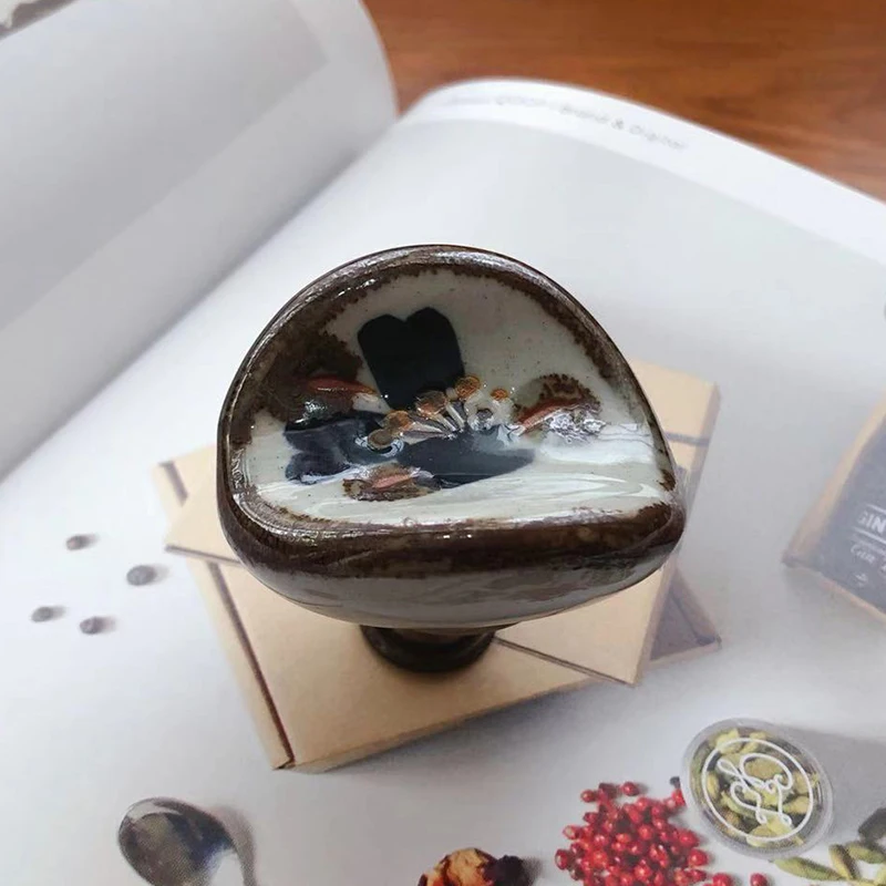 2 Pcs Vintage Ceramic Cabinet Knobs Rustic Style Furniture Kitchen Handles Drawer Pulls For Dresser Chest Cupboard Wardrobe