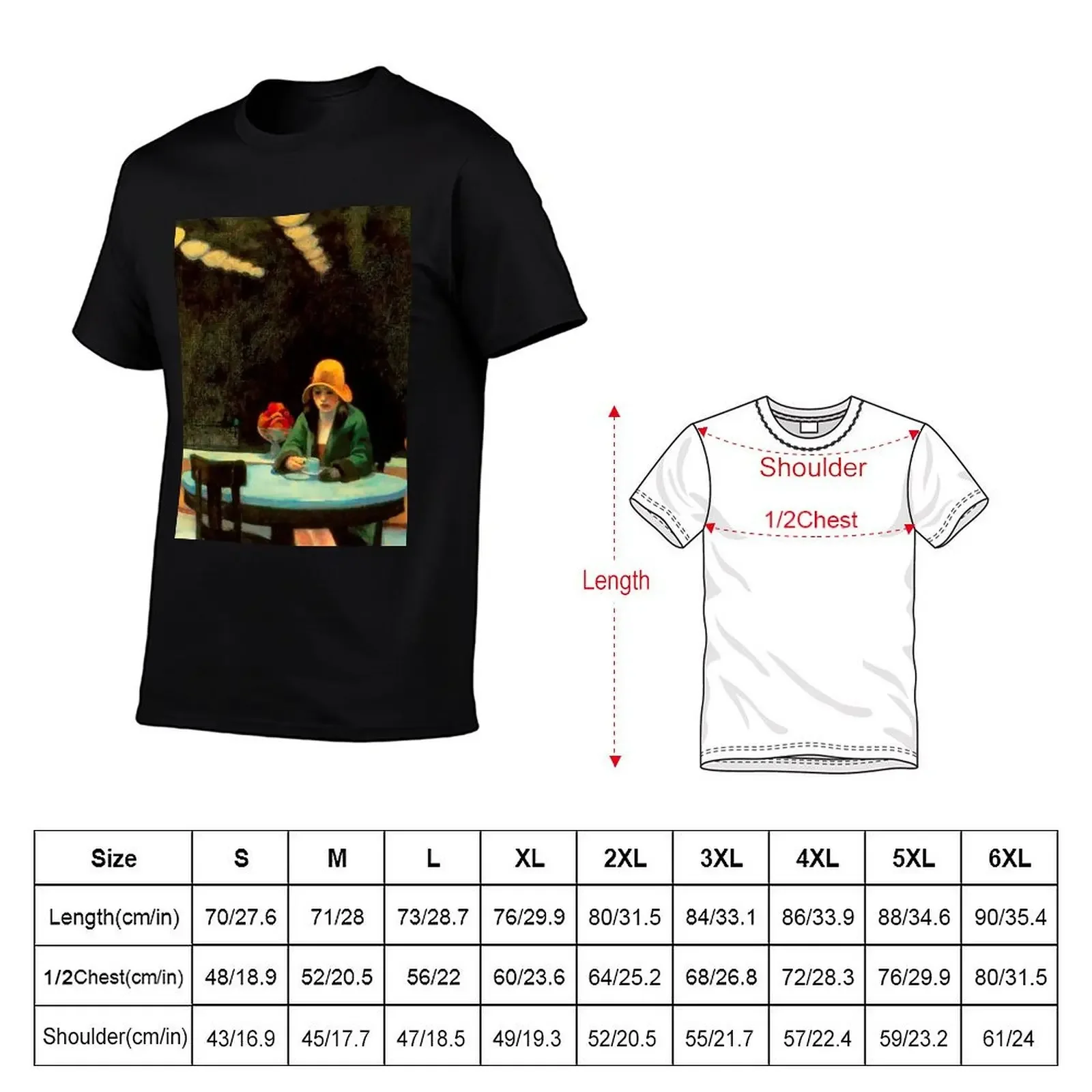 Automat by Edward Hopper T-Shirt oversized korean fashion Men's t shirts