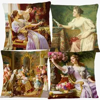 European Victorian Royal Court Ladies Women Cushion Cover Pillow Case