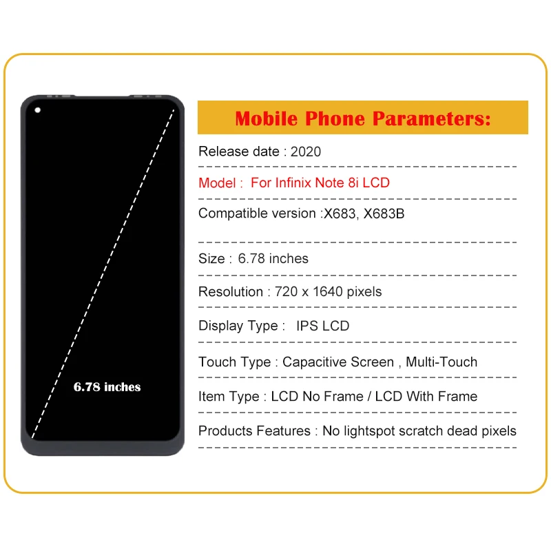 Pantalla LCD Original de 6,78 pulgadas para Infinix Note 8i X683, montaje de digitalizador con pantalla táctil, piezas de repuesto para X683 X683B